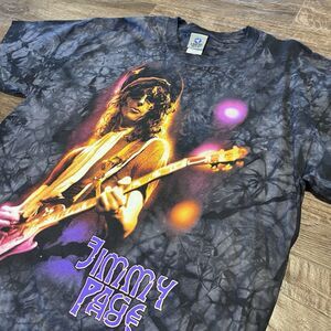 VTG Jimmy Page Liquid Blue T Shirt Mens XL Black Led Zeppelin Rock 2004 Y2K USA
